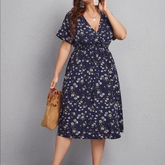 Boho Plus Size Floral Print A Line Dress - Picture 3 of 14